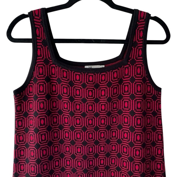 NEVE NWOT WOOL BLEND TANK STYLE DRESS JUMPER BLACK & RED GEOMETRIC PRINT | SMALL - Picture 2 of 9